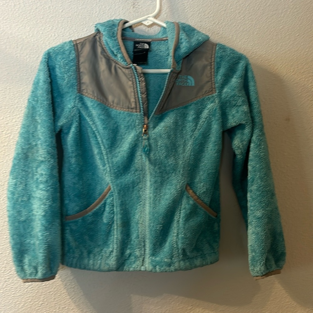 The North Face Kids Teal Fleece Jacket with Gray Accents